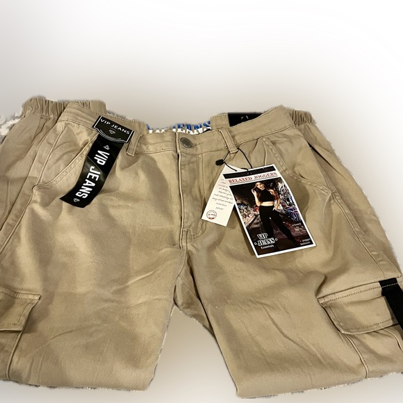 VIP Jeans Relaxed Joggers Essentials Khaki Relaxed Size 9/10 Stretch Cargos NWT - Picture 14 of 15